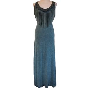 Boho hippie fringed Stevie nicks southern style Festival Maxi Dress M